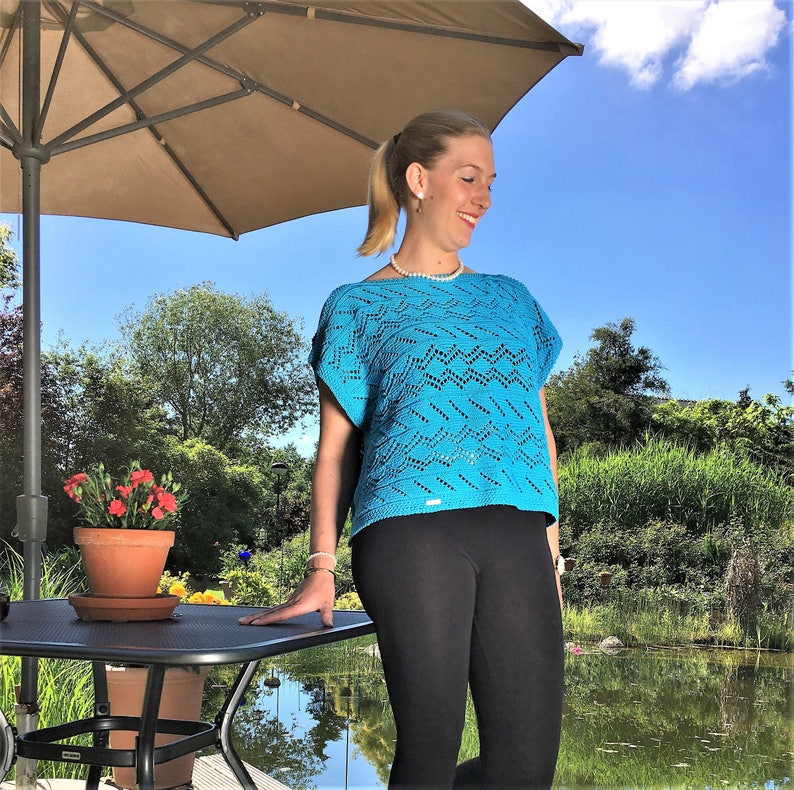 Top Hannelore one size XS-XL handgestrickt aus 100% merzerisierter Baumwolle aus Ägypten. Kostenloser Versand Deutschlandweit Bild 1