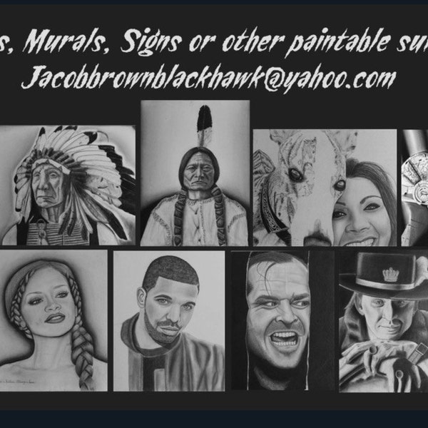 Portraits, murals, signs or paintable surfaces.