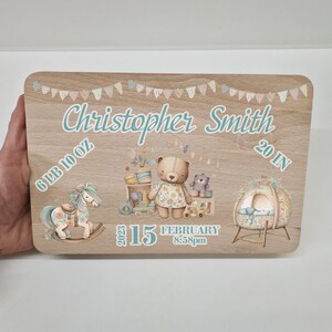 Carte-cadeau pour bébé nouveau-né garçon fille - détails de naissance personnalisés en bois - style bohème - faire-part avec détails