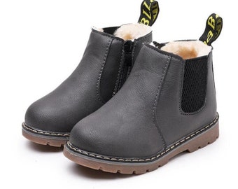 Children baby shoes 2021 Winter Rain Boots Short Big Boy Boys Short PU Leather shoes Girls Boot New