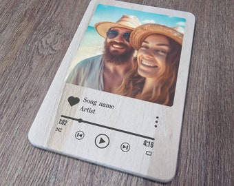 Custom Wooden Song Plaque with Photo, Personalized Music Gift
