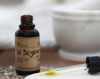 Le Soyeux / Serum, facial, all skin types, moisturizer, combination skin, oily skin, dry skin, natural care, made in Quebec