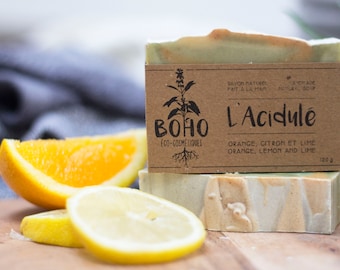L'Acidulé / Natural soap, organic soap, artisanal soap, fruity soap, citrus soap, baby shower gift, vegan soap, organic soap