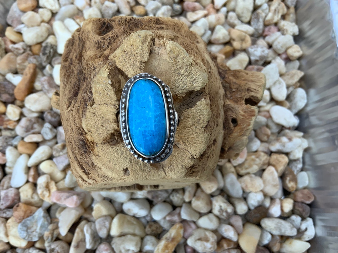 Kingman Turquoise Silver Coin Band Ring Size 7 - Etsy