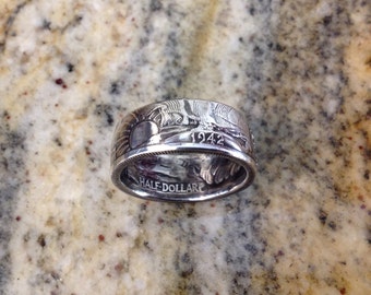 1940's Silver Walking Liberty Half Dollar Ring