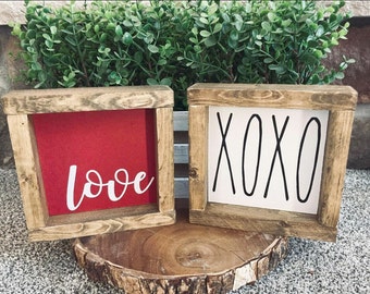 valentine’s day sign | home decor | farmhouse sign | tiered tray | square sign | gift | teacher gift | home | love | mantle | valentine