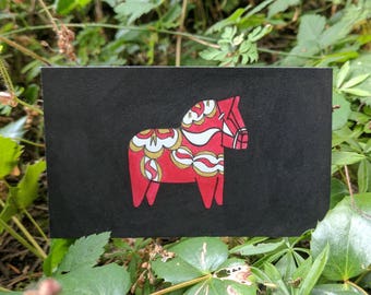 Original Dala Horse (Red on Black)