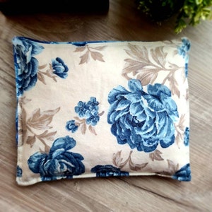 Blue Rose, Blue Plaid, Flannel, Corn Heating Pad, Corn Cooling Pad, 7&quot; x 9&quot;, Heat Therapy, Cold Therapy, Microwave, Ready to Ship