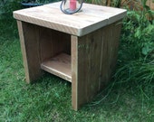 wooden wood side table reclaimed rustic chunky upcycle bespoke