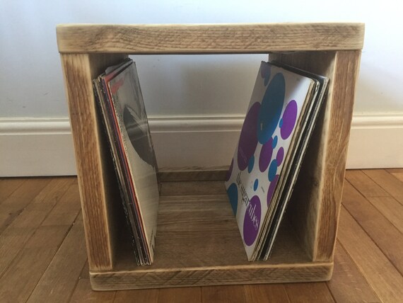 Vinyl Album Record Wooden Storage Cube Rustic Reclaimed Solid Etsy