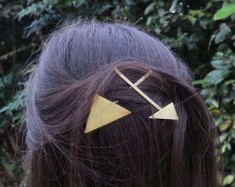 Triangle hair clip - metal hair slide - modern barrette - minimal gold hair clip - geometric hair clip - boho hair accessories - gift -RIENE
