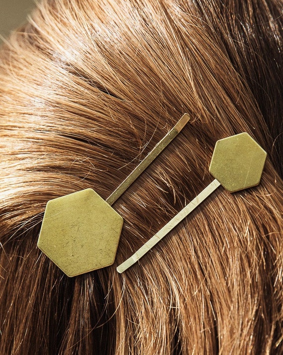 Hexagon Hair Clip Geometric Hair Slides Boho Hair Pins Etsy