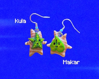 Korok Earrings, Zelda Inspired Jewelry, Cute Gamer Earrings, Cute Handmade Gift for Gamers, Gift for Cozy Gamers
