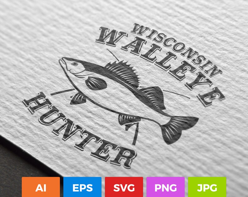 Wisconsin Walleye Hunter Wisconsin Walleye Svg Wisconsin Etsy