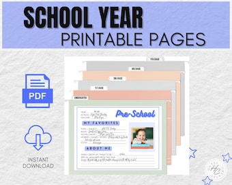 SCHOOL YEAR Printable Pages | Memory Box | Keepsake | Baby Shower Gift ...