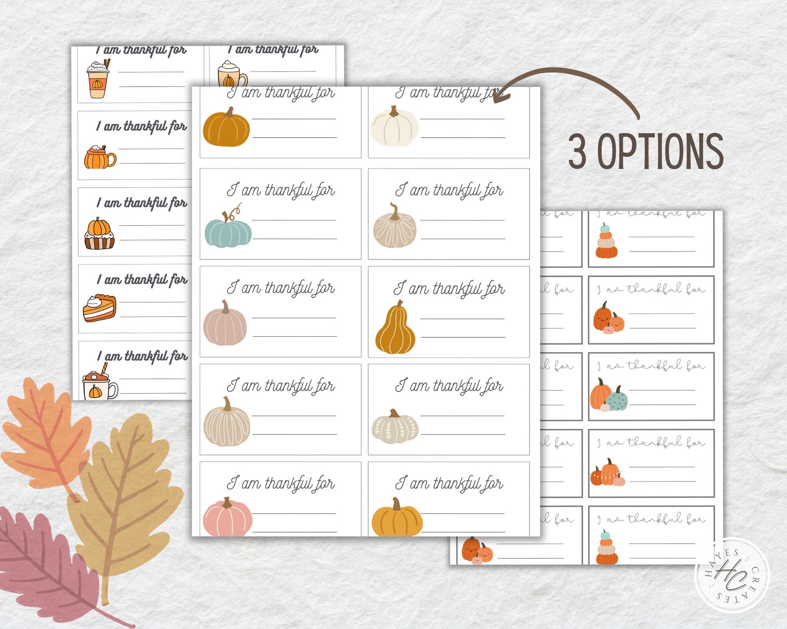 Printable THANKFUL Notecards : 3 Options - Etsy