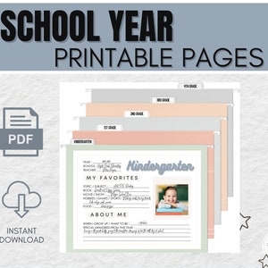 学年別印刷可能ページ | メモリーボックス | 記念品 | ベビーシャワーギフト | 学年別子供向けファイルボックスカバーページ