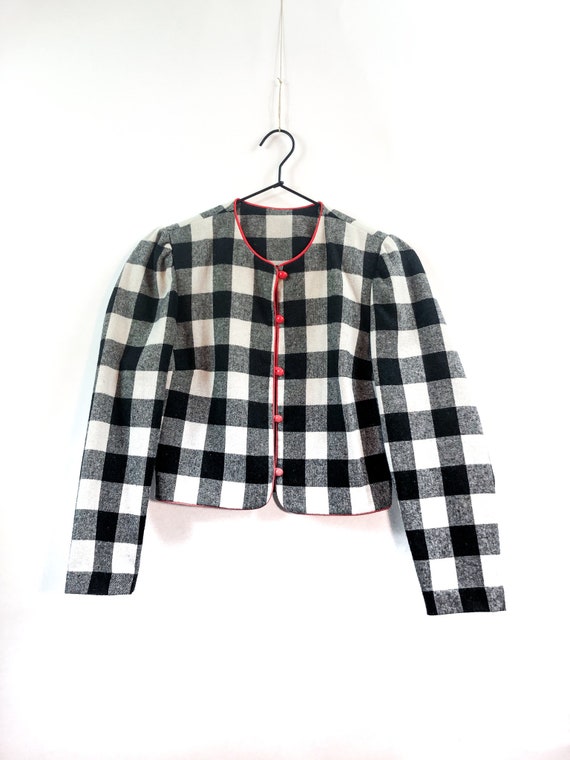 Vintage 1950's small cropped wool checkered jacket