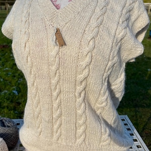 Chunky Hand Knitted Cricket Vest in Pure Alpaca Yarn