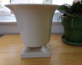 Lovely Footed Urn Shaped Creamy White Ceramic Planter with Classic Lines P 179 Mint Condition