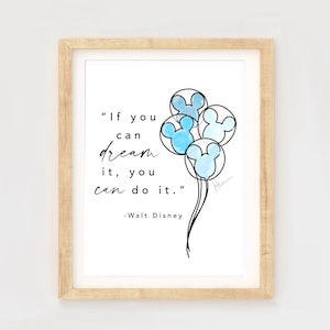 Quote Print, Mickey Balloon Art, magical park print, mickey balloons, boy room print, WDW art, Boy Nursery, Kids room Ideas, DCP