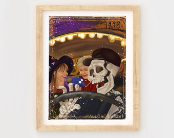 Benny’s taxi, halloweentown Print, Halloweentown 1998, Halloween Movie, Halloweentown Art Print, Cromwell witches, Halloween nostalgia