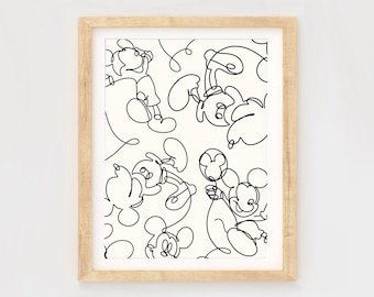 Mickey line art, Gallery wall Art, Mickey art print, WDW art, park treats art, magical poster, Main Street USA, DCP