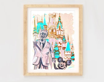 Magic Kingdom Print, Magic Kingdom, Walt and Mickey, Disneyworld prints, Cinderella Castle, magic kingdom castle, Walt Disneyworld, DCP gift