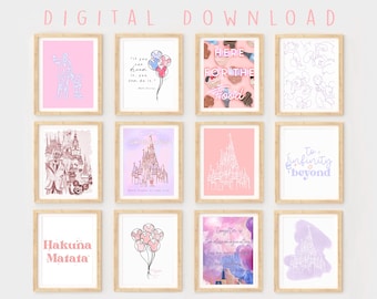 12 PACK Digital Download - ALL 12 prints 8x10 - Disneyland, park prints, magical prints, DCP, nursery, girl room, Ready to print