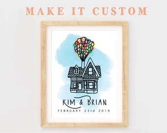 Custom Disney Print, Disney wedding gift, Baby shower, adventure is out there, up house, disney anniversary, disney gifts, custom Disney