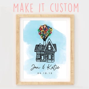 Custom Disney Print, Disney wedding gift, Baby shower, adventure is out there, up house, disney anniversary, disney gifts, custom Disney