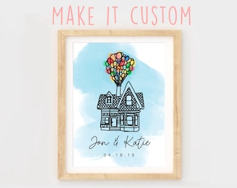 Custom Disney Print, Disney wedding gift, Baby shower, adventure is out there, up house, disney anniversary, disney gifts, custom Disney