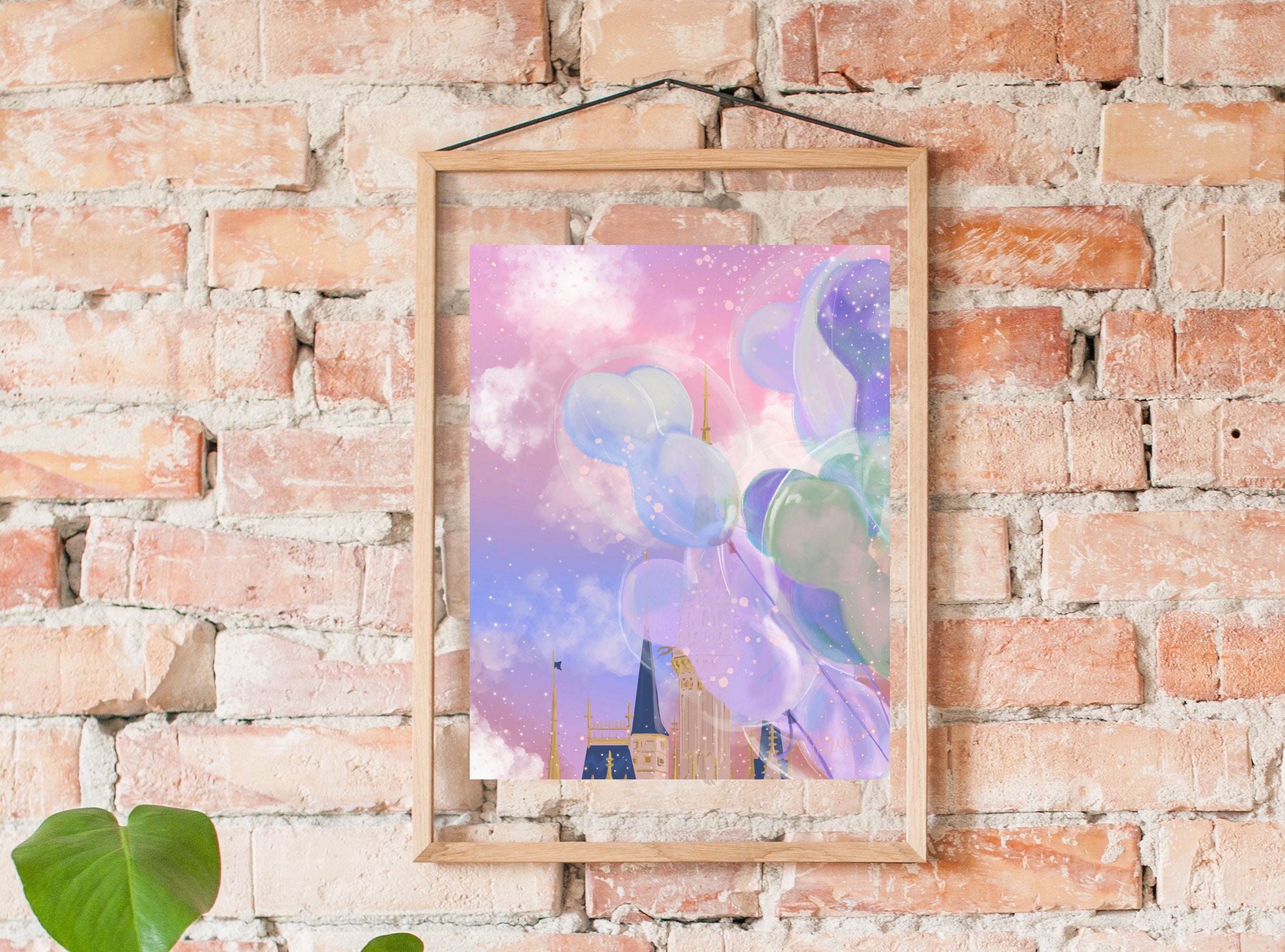 Disney Park Art Magic Kingdom Castle Pastel Disney Art Etsy