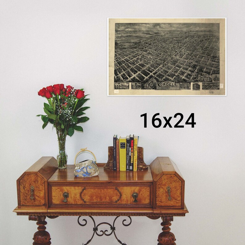 Cordele Antique Birdseye Map 1908 Teak Wood Etsy