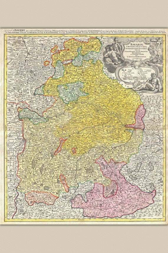 Bayern Deutschland Antike Karte Von Homann 1728 Etsy