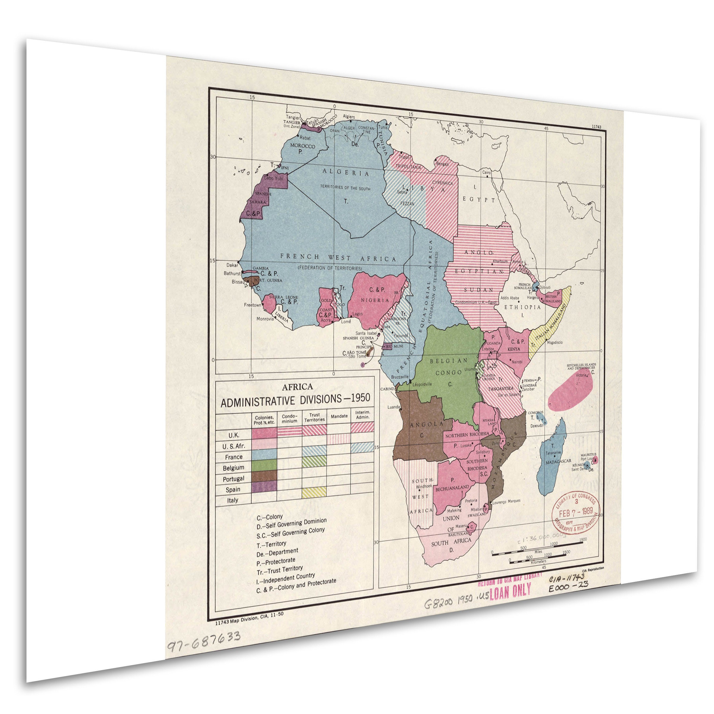 Map Of Africa 1950 Africa 1950 Cia Central Intelligence Agency Map Teak Wood | Etsy Singapore