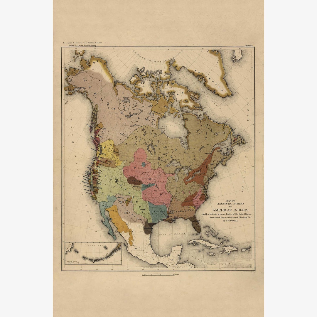 Map Of Linguistic Stocks Of American Indians John Wesley Powell 19th Map Of Linguistic Stocks Of American Indians John Wesley Powell 19th