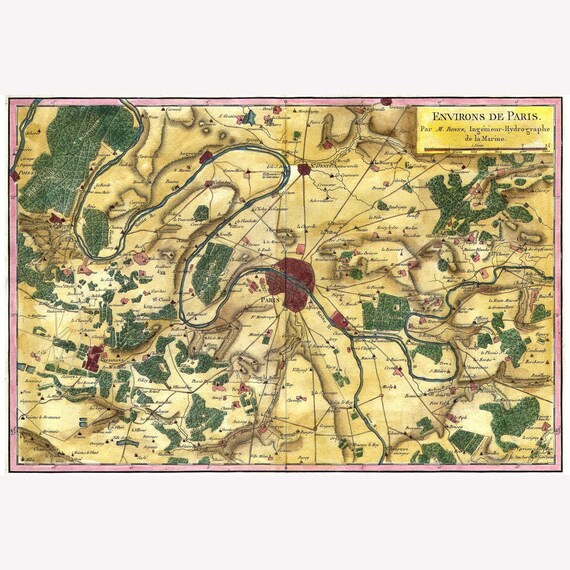 Paris, France Environs; First Quality Antique Replica; 1780