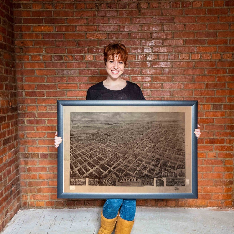 Cordele Antique Birdseye Map 1908 Teak Wood Etsy
