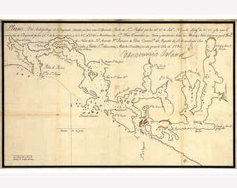 Map of Vancouver Island and Clayoquot Sound; 1791; Antique Map -  Teak Wood Magnetic Hanger Frame Optional