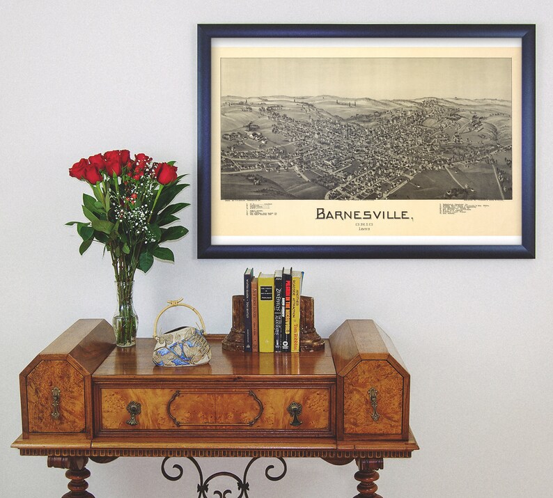 Barnesville Ohio. Antique Birdseye Map 1899 Etsy