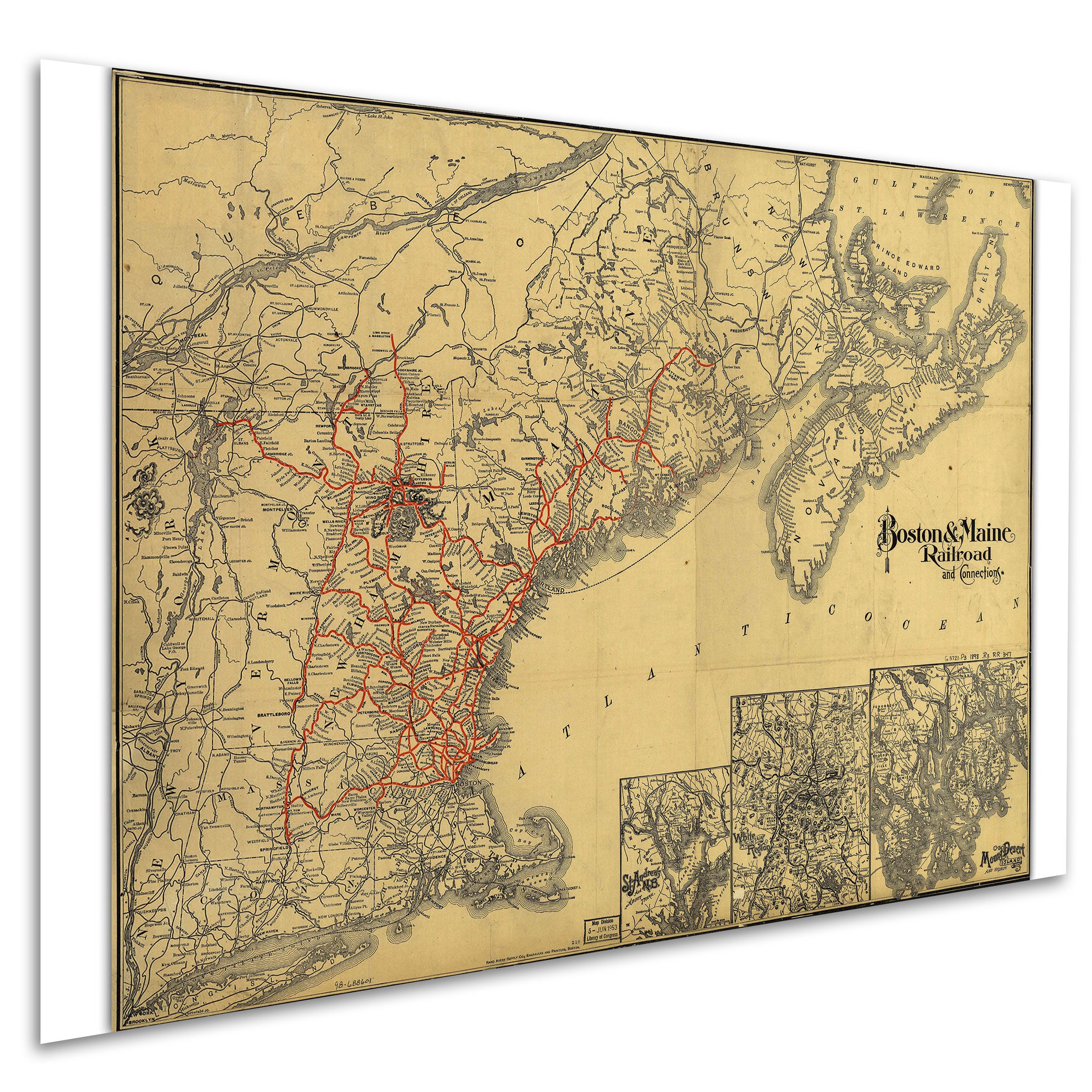 poster métal 1898 map of the Boston and Maine Railroad décoration murale poster métal 1898 map of the Boston and Maine Railroad décoration murale