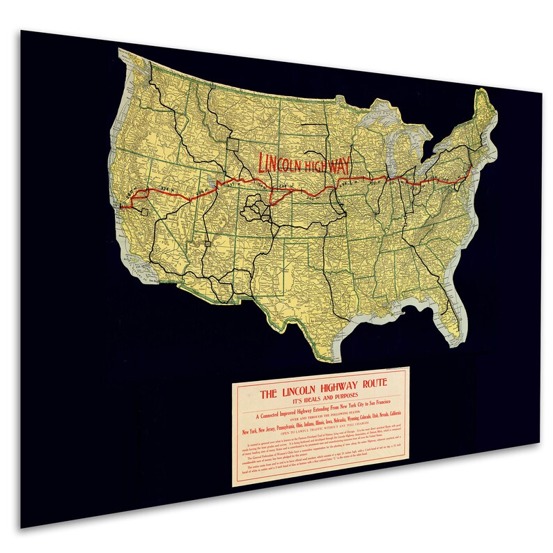 Map of Lincoln Highway; Antique Map by Frank S. Schmid, Ca.1914 - Etsy