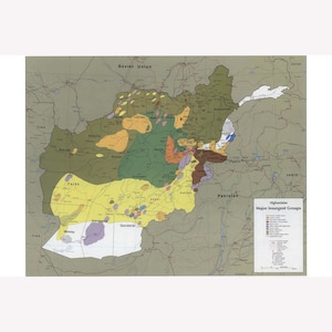 CIA Map, Afghanistan Insurgency 1985, Central Intelligence Agency Map -  Teak Wood Magnetic Hanger Frame Optional