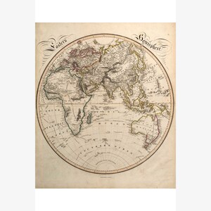 Eastern Hemisphere Lovely Antique Vintage Cartography by Daniel Lizars, 1842 Teak Wood Magnetic Hanger Frame Optional immagine 1