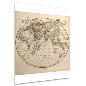 Eastern Hemisphere Lovely Antique Vintage Cartography by Daniel Lizars, 1842 Teak Wood Magnetic Hanger Frame Optional immagine 2