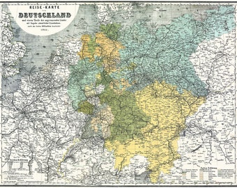 Germany; Deutschland; Antique Map 1861