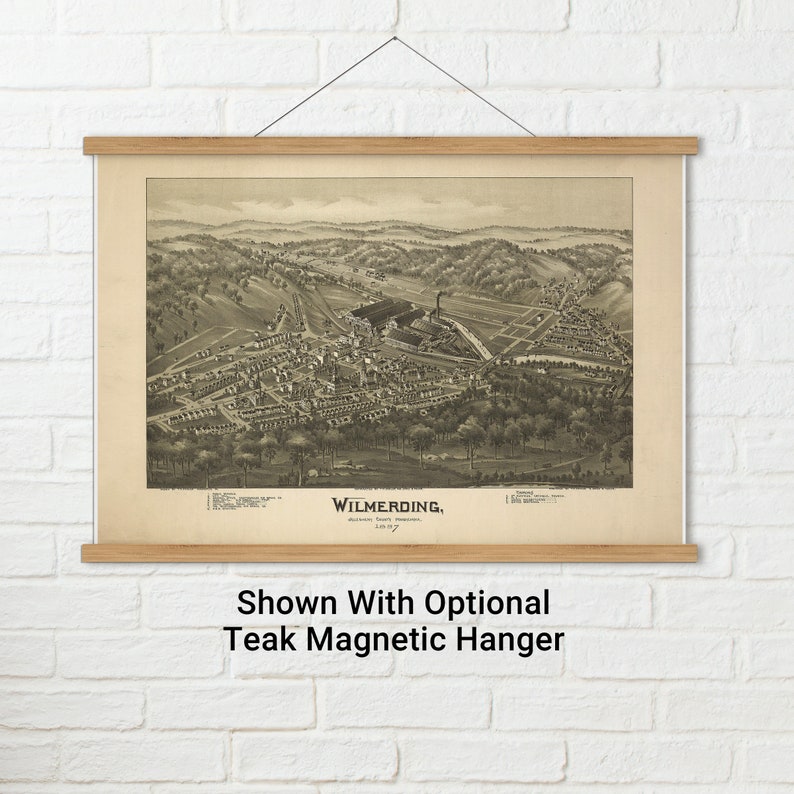 Map of Wilmerding PA Antique Map Pictorial or Birdseye Map Etsy