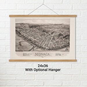 Monaca, Pennsylvania. Antique Birdseye Map; 1900 - Teak Wood Magnetic ...