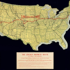 Map of Lincoln Highway; Antique Map by Frank S. Schmid, Ca.1914 - Etsy
